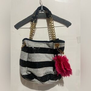Juicy Couture Black and Gray Sequin Shoulder Bag
